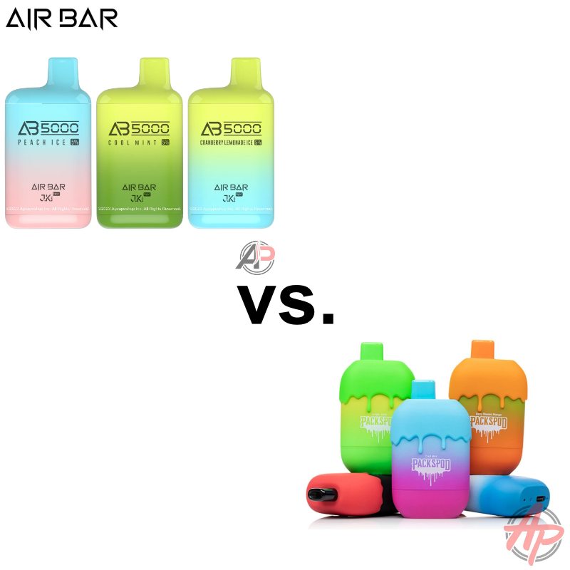 Air Bar AB5000 Puff Disposable Vape vs. Packwoods Packspod 5000 Puff D Apvs Air Bar AB5000 Puff Disposable Vape vs. Packwoods Packspod 5000 Puff D Apvs