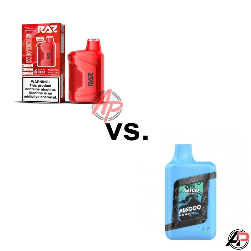 Smok Novo Bar AL6000 Disposable Vape Device vs. Raz CA6000 Puff Dispos Apvs Smok Novo Bar AL6000 Disposable Vape Device vs. Raz CA6000 Puff Dispos Apvs