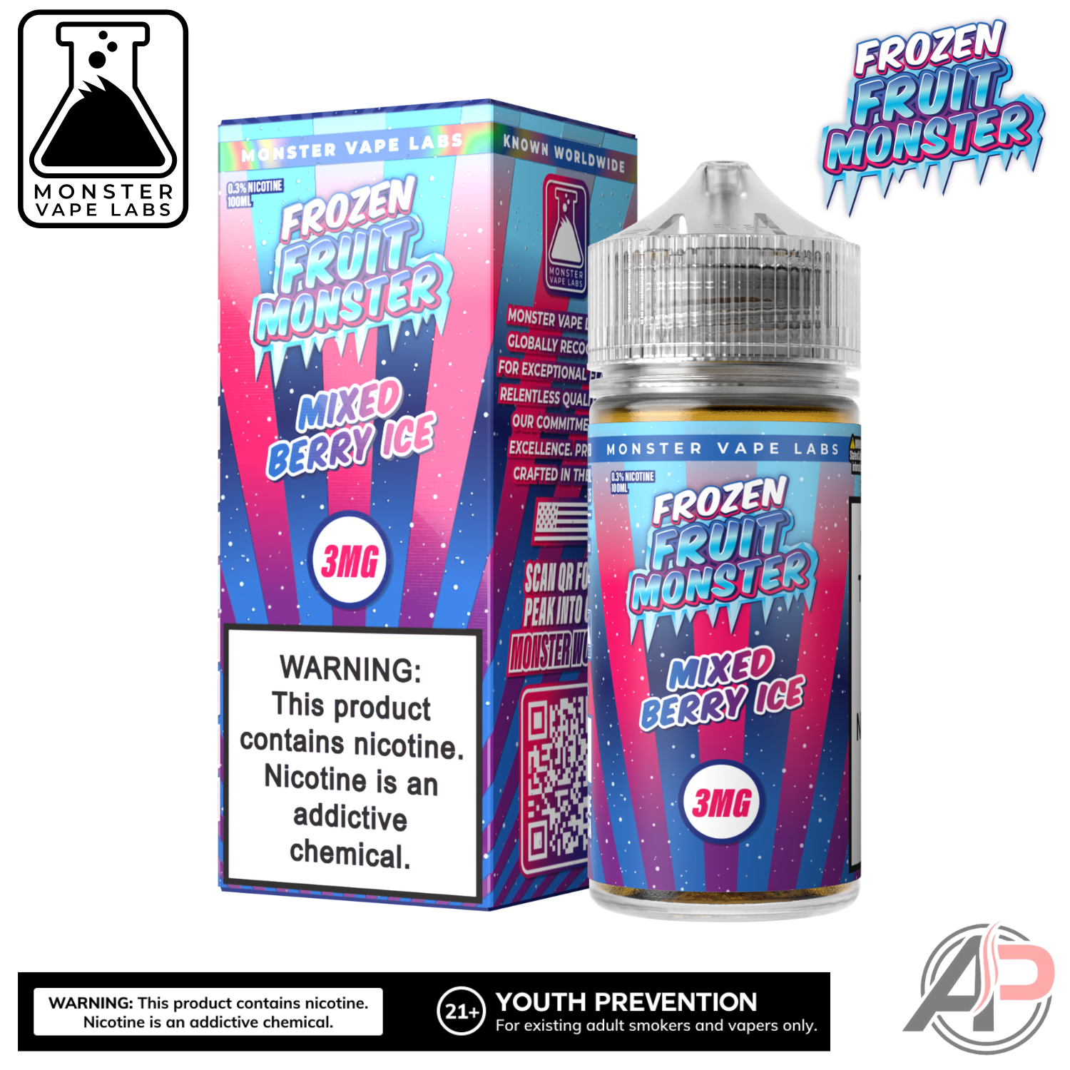 Mixed Berry Ice E-Liquid By Frozen Fruit Monster Vape Labs 100mL Apvs Mixed Berry Ice E-Liquid By Frozen Fruit Monster Vape Labs 100mL Apvs