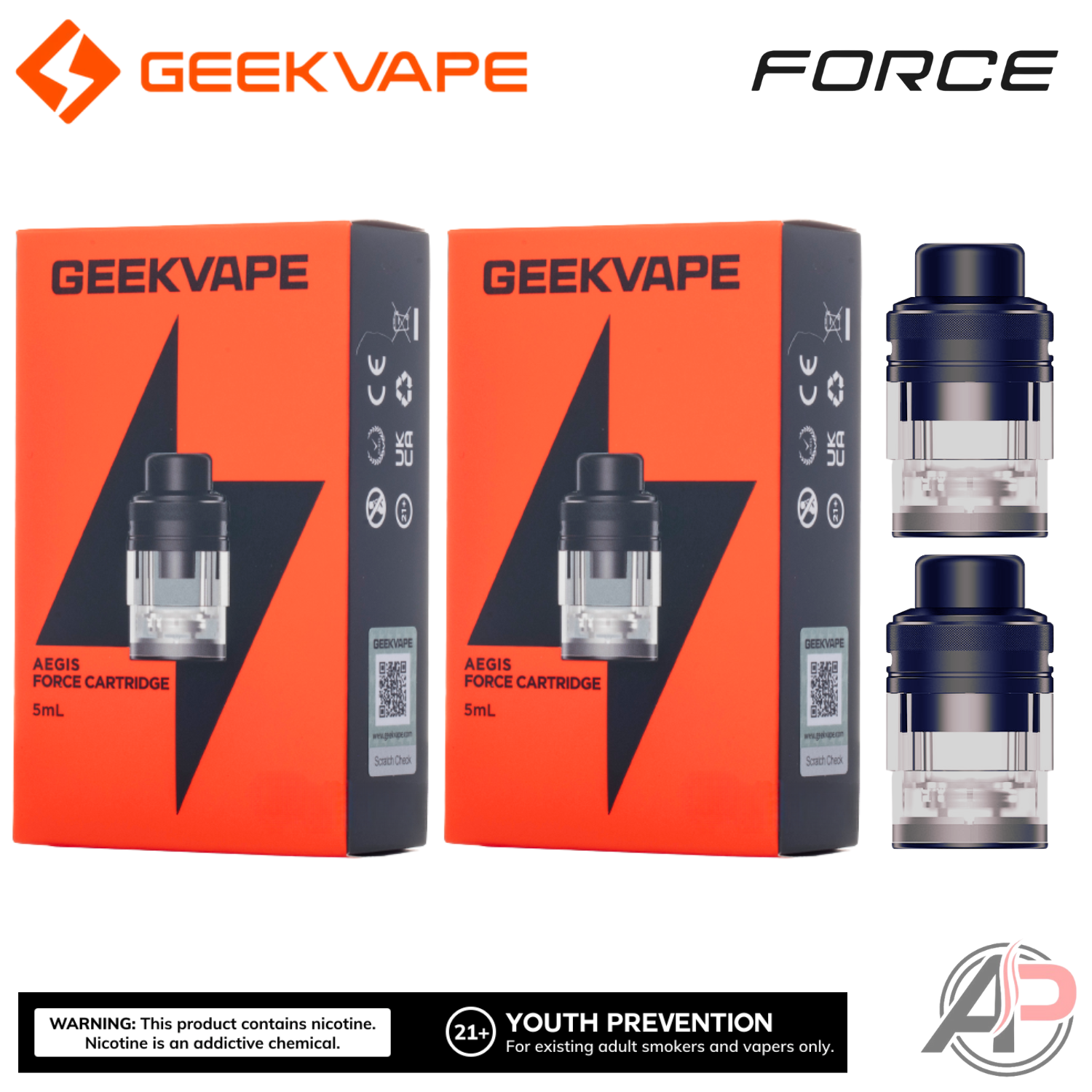 Geek Vape Aegis Force Replacement Pod Tank Cartridges 2 Pack – Apvs