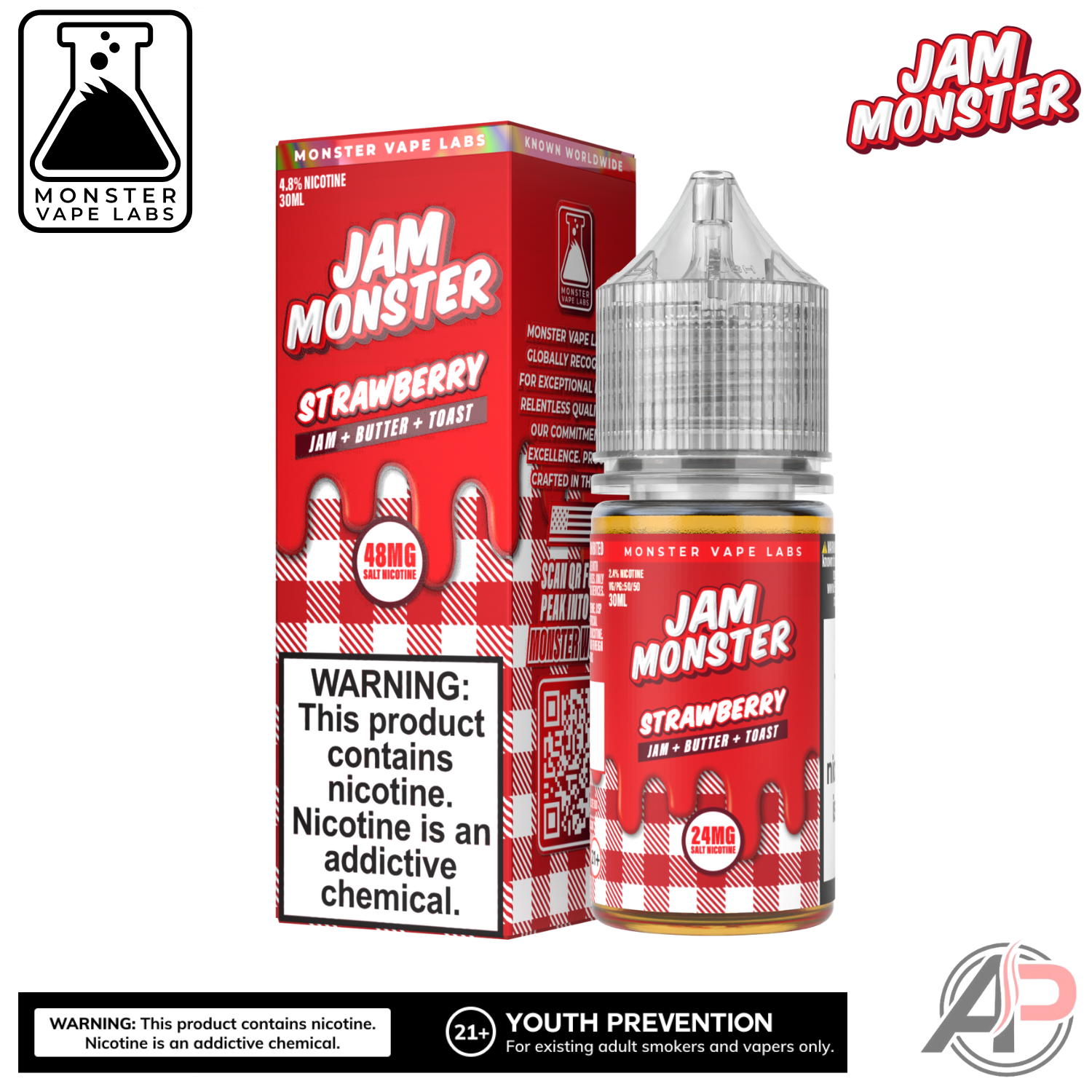 Strawberry E-Liquid By Jam Monster Vape Labs 100mL