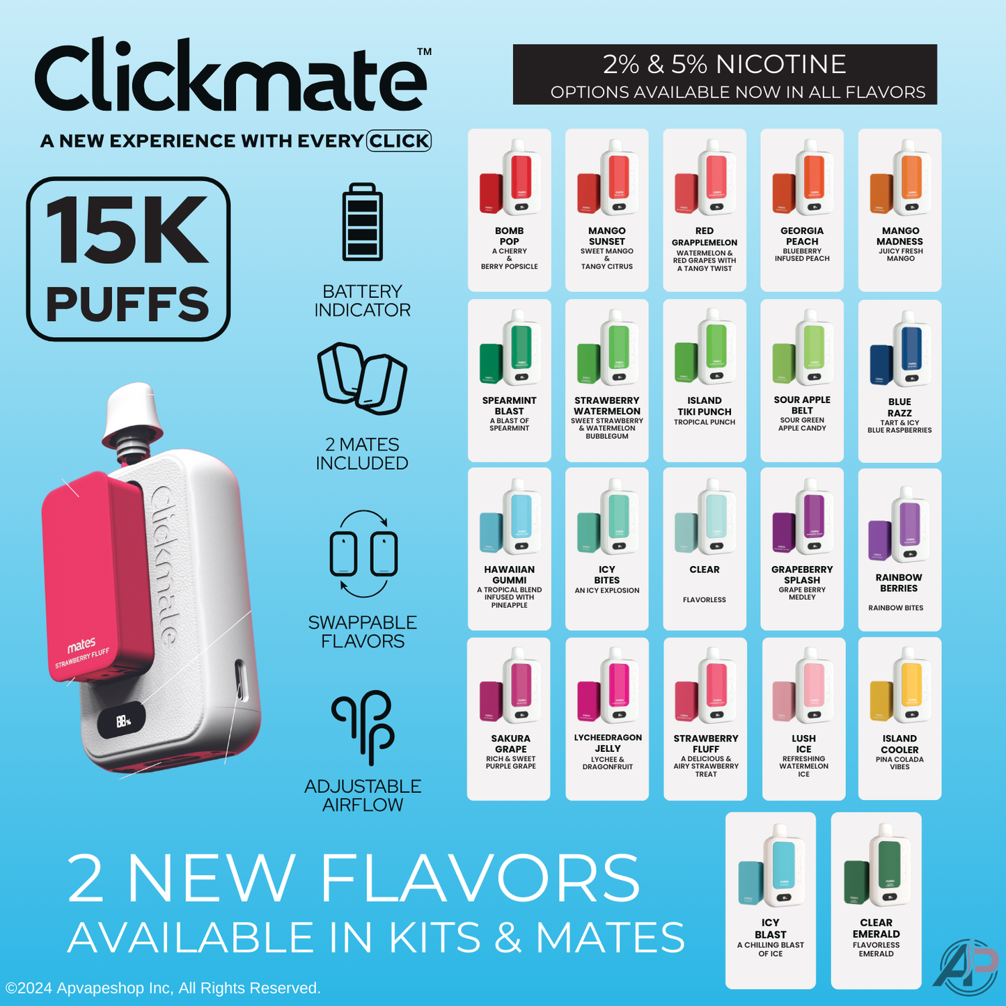 7 Daze Clickmate 15000 Puffs Disposable Vape Device Starter Kit