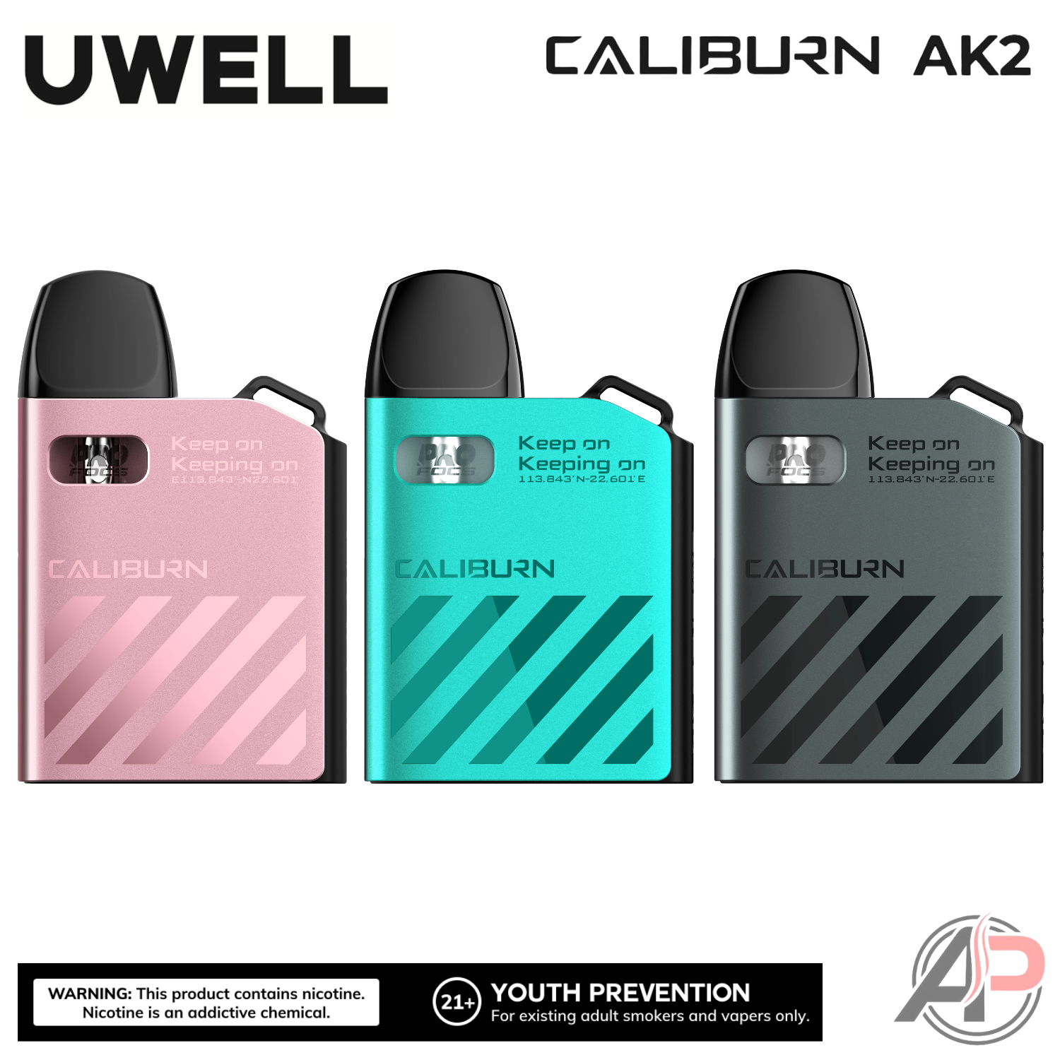 UWELL Caliburn AK2 15W Pod System Device | AP Vape Shop Apvs UWELL Caliburn AK2 15W Pod System Device | AP Vape Shop Apvs