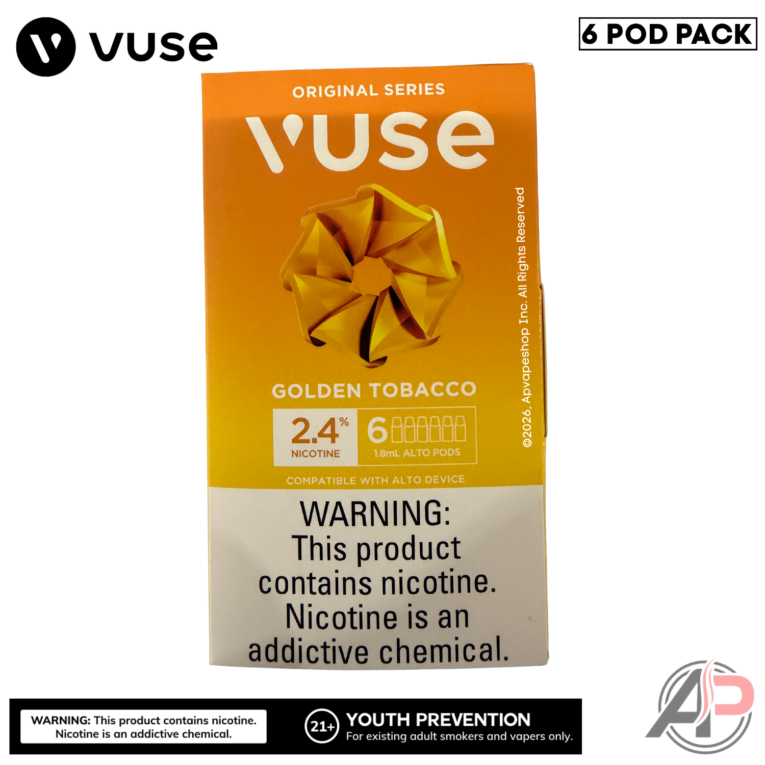 Vuse Alto Golden Tobacco Pods 6 Pack