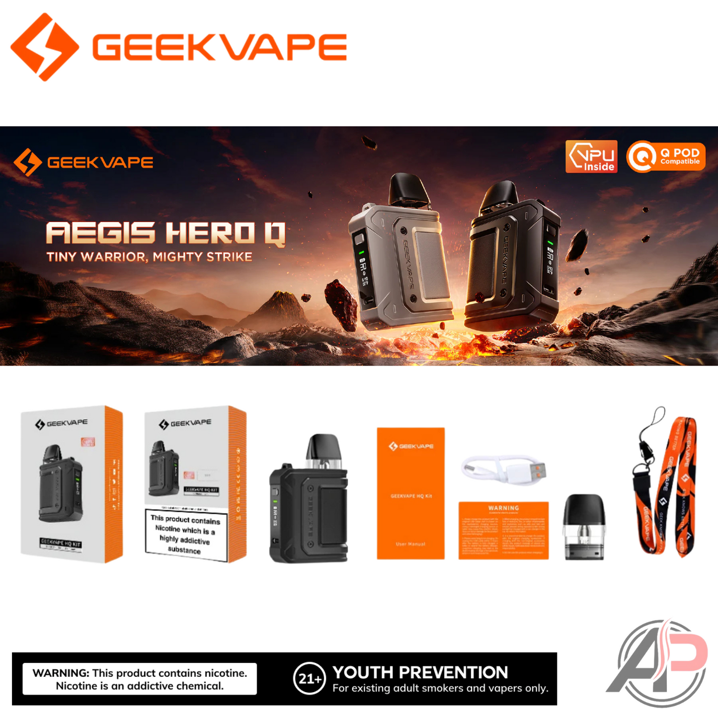 Geek Vape Aegis Hero Q 30W Pod System Starter Kit Device