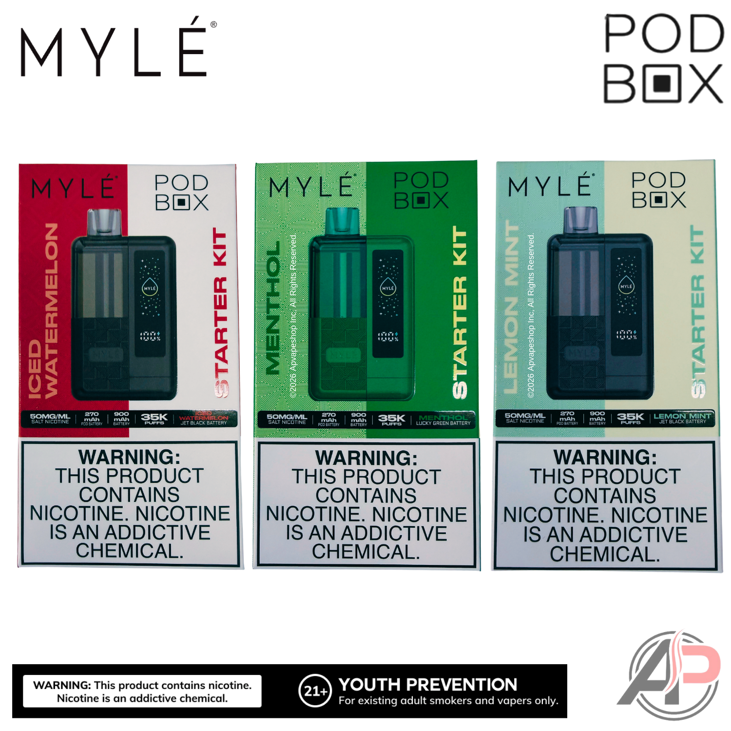 Myle Pod Box 35,000 Puffs Disposable Vape Device Kit Apvs Myle Pod Box 35,000 Puffs Disposable Vape Device Kit Apvs
