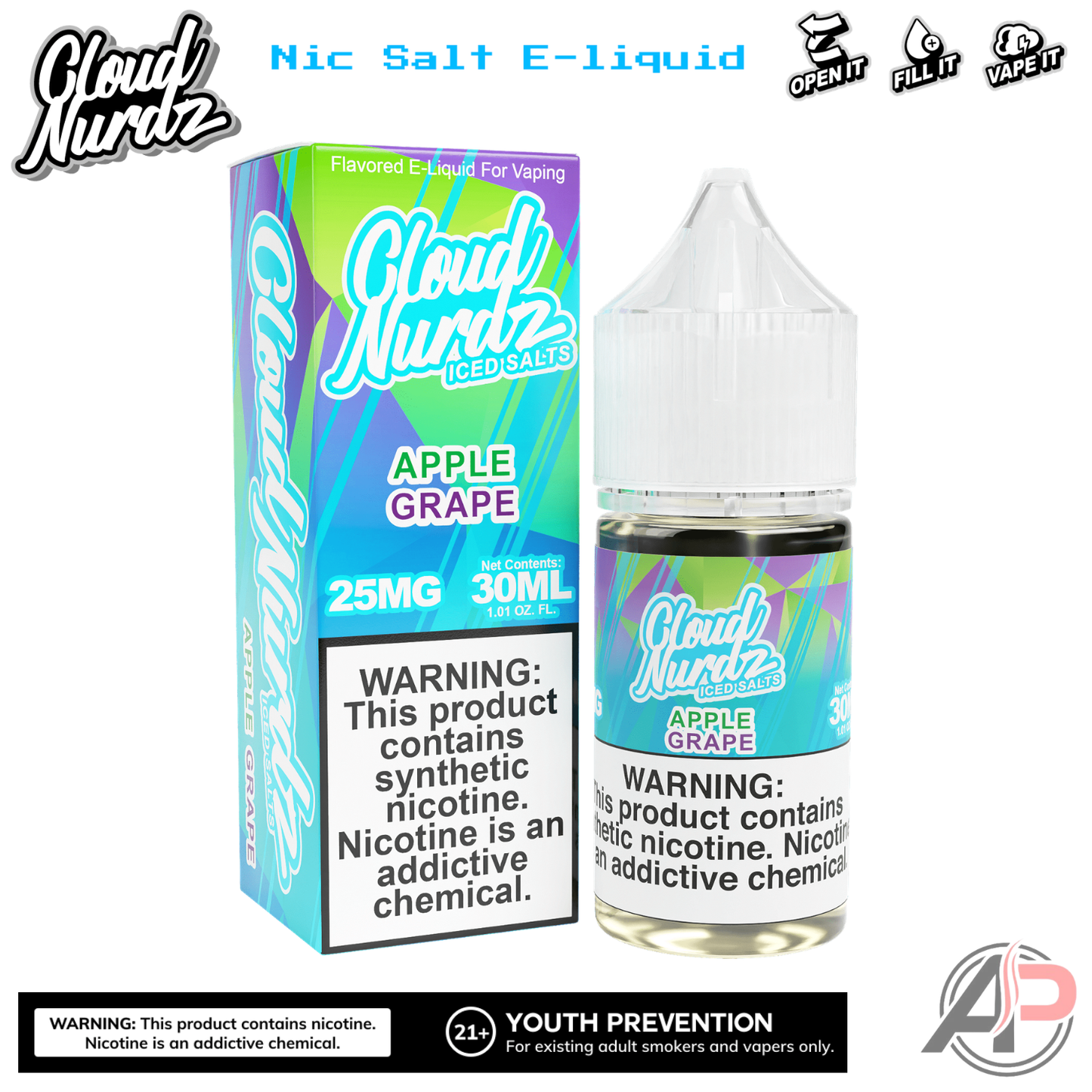 Cloud Nurdz Apple Grape Iced E-Liquid 100mL