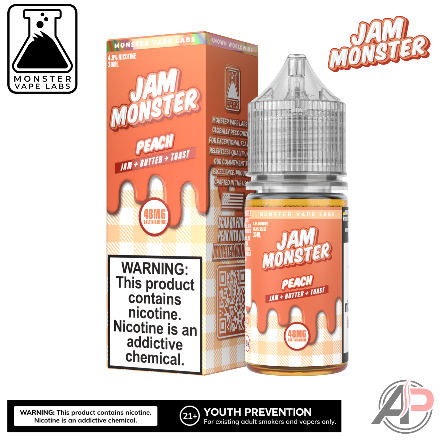 Peach E-Liquid By Jam Monster Vape Labs 100mL