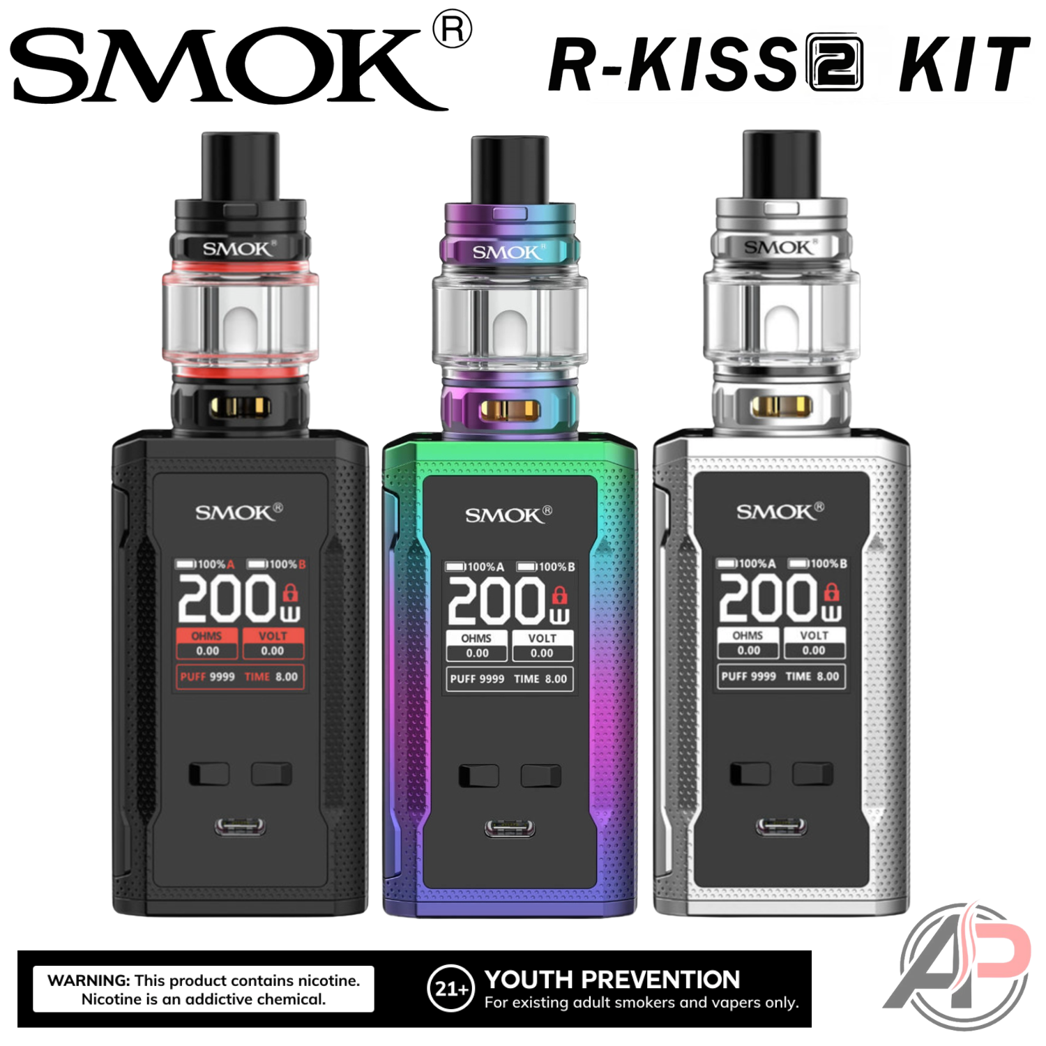 Smok R-Kiss 2 200W Box Mod Starter Kit Device Apvs Smok R-Kiss 2 200W Box Mod Starter Kit Device Apvs