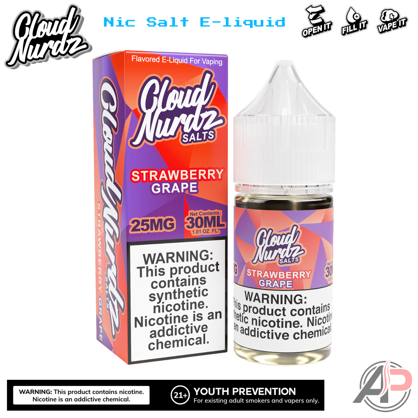 Cloud Nurdz Strawberry Grape E-Liquid 100mL