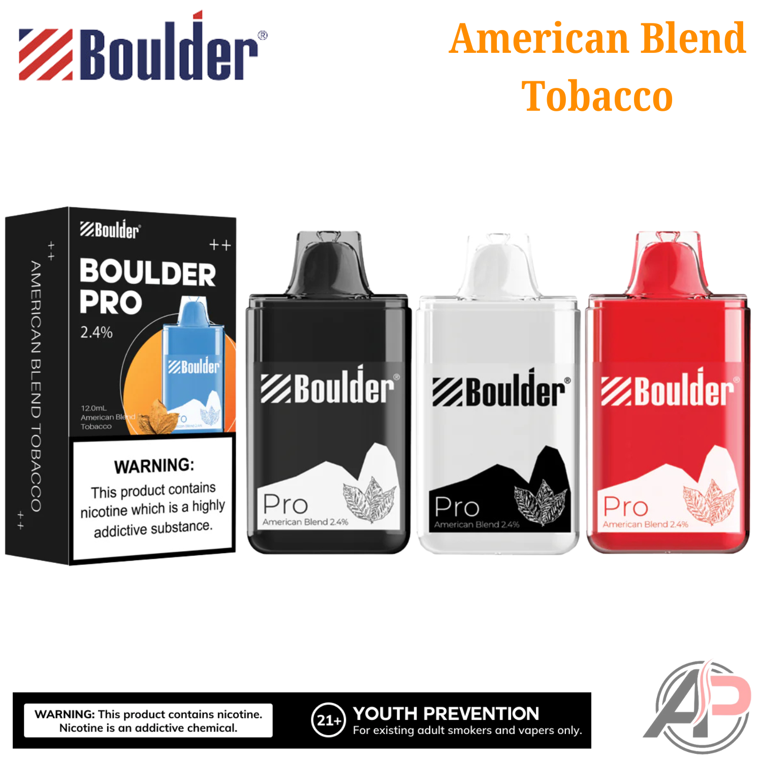 Boulder Pro American Blend Tobacco 5000 Puffs Disposable Vape Device Apvs Boulder Pro American Blend Tobacco 5000 Puffs Disposable Vape Device Apvs
