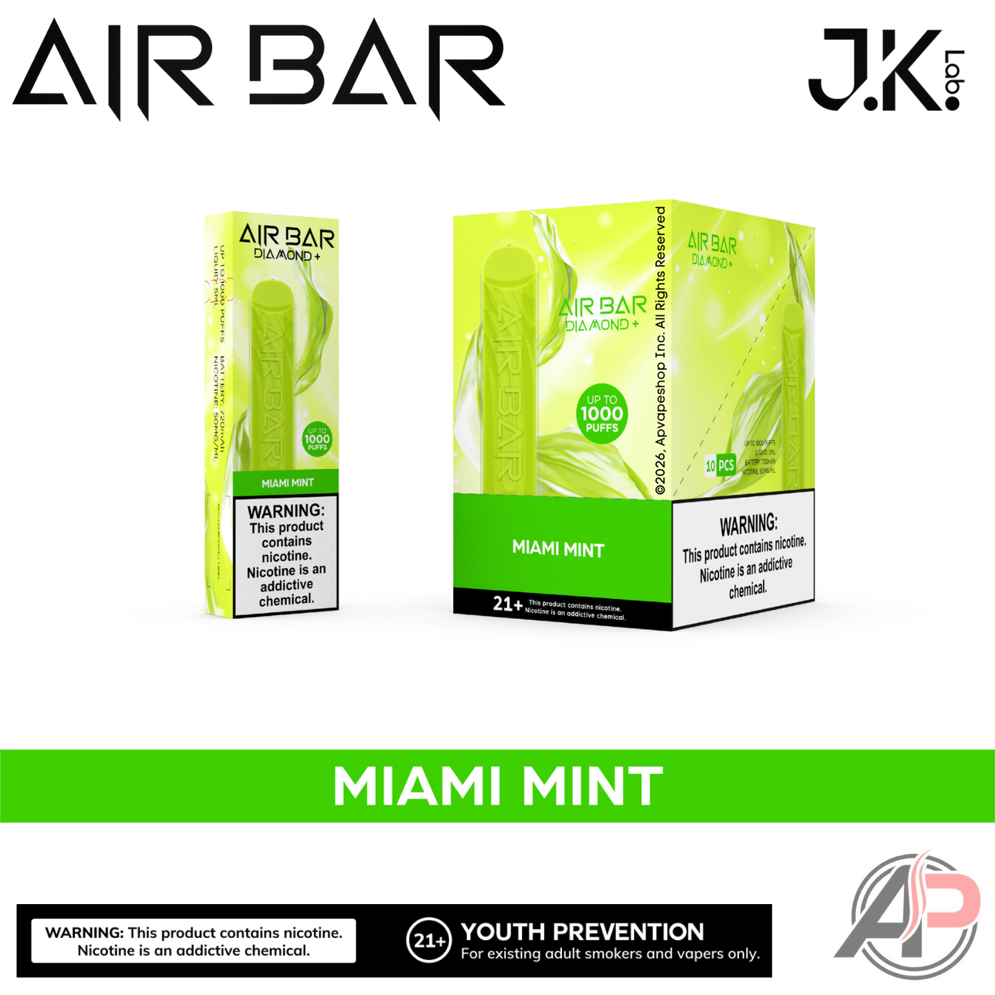 Air Bar Diamond+ Plus 1000 Puffs Disposable Vape Device