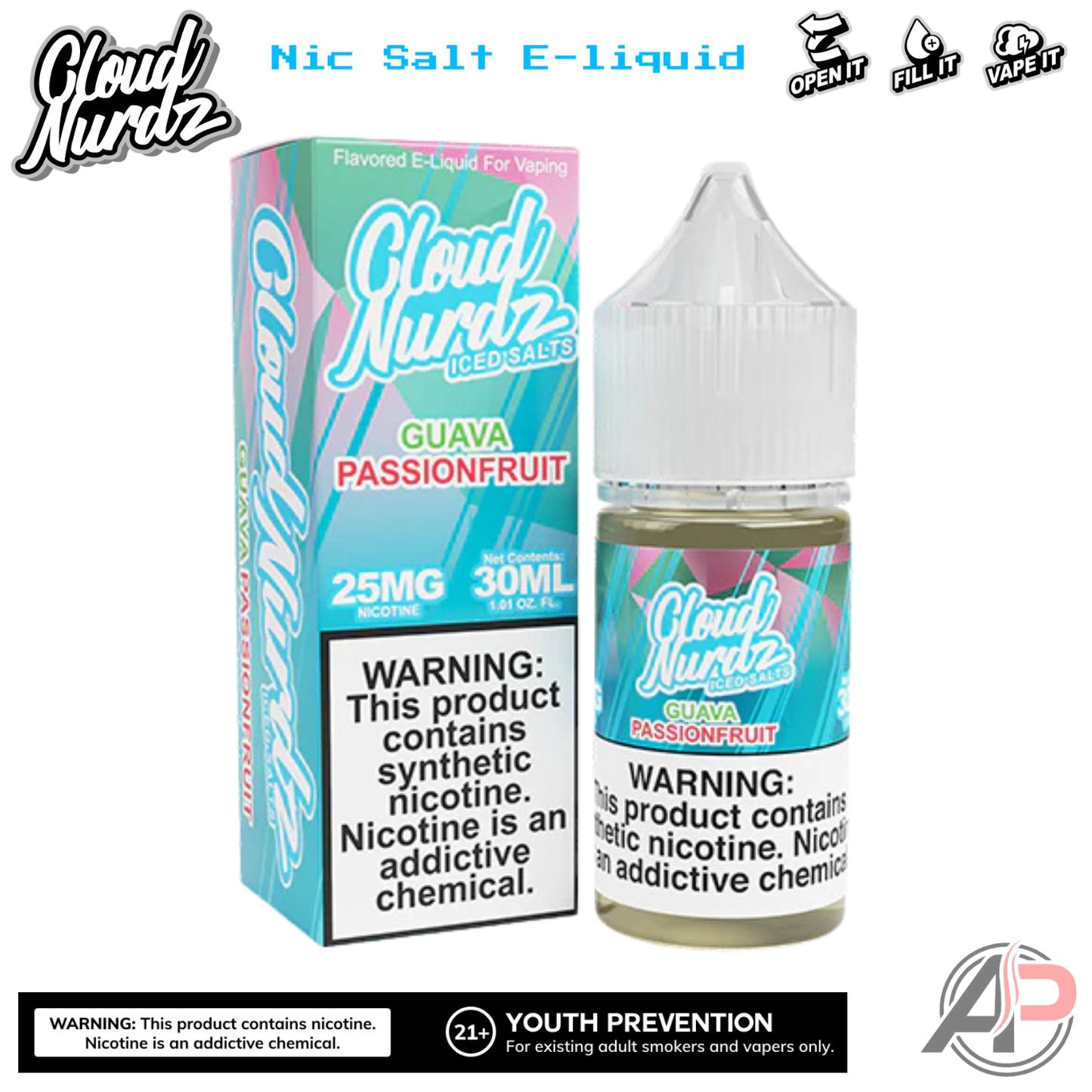 Cloud Nurdz Guava Passionfruit Iced E-Liquid 100mL