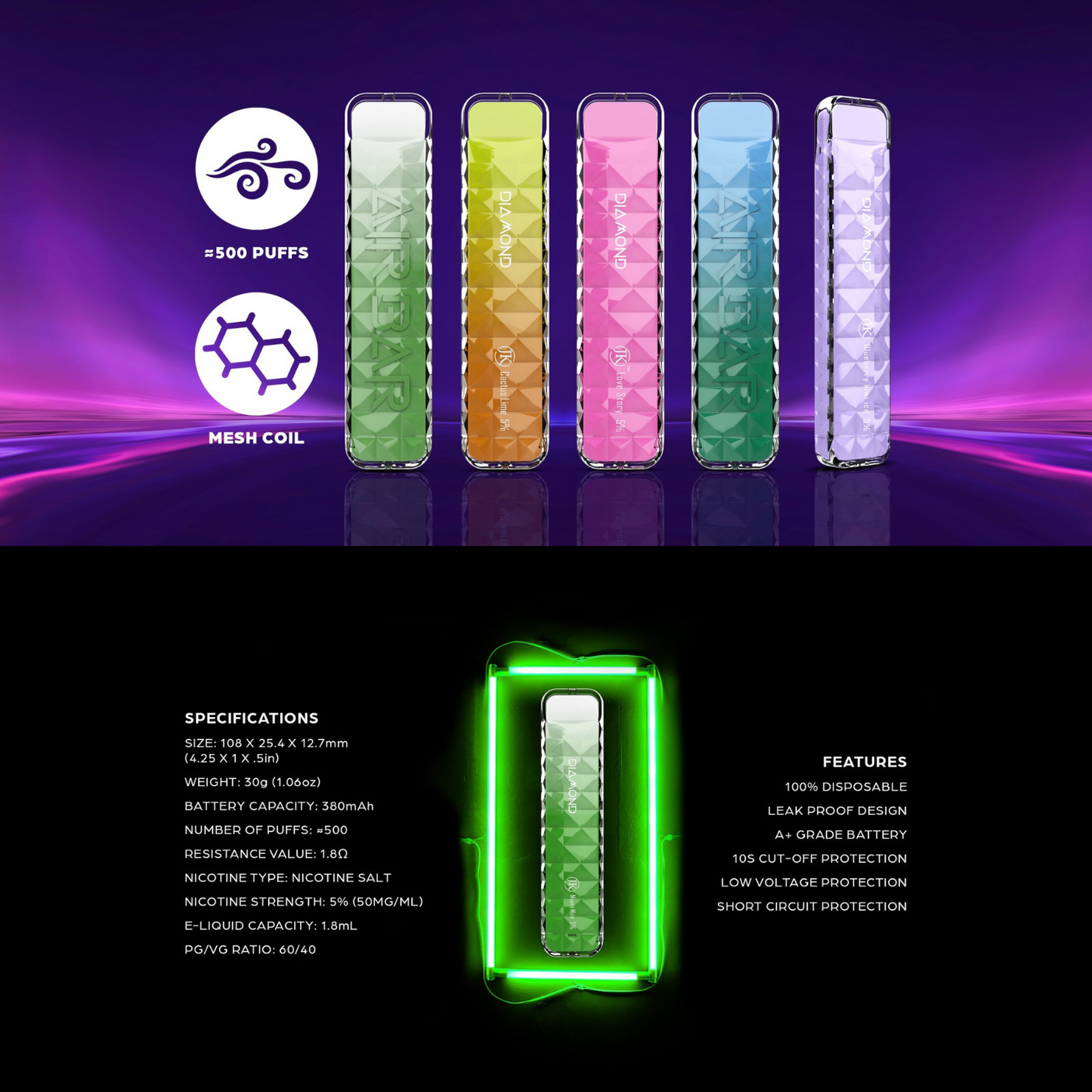 Air Bar Diamond Vape Disposable Device