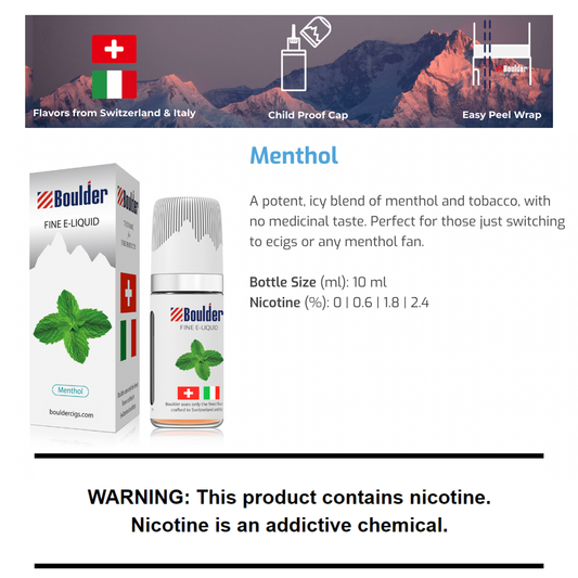 Boulder Menthol E-Liquid 10mL 6 Bottle Bundle Box