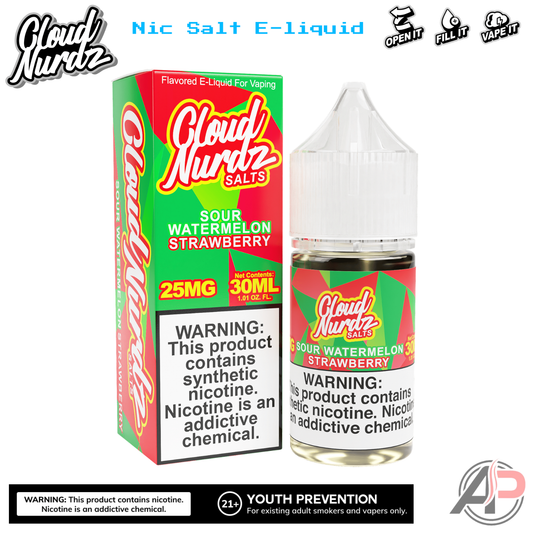 Cloud Nurdz Sour Watermelon Strawberry E-Liquid 100mL