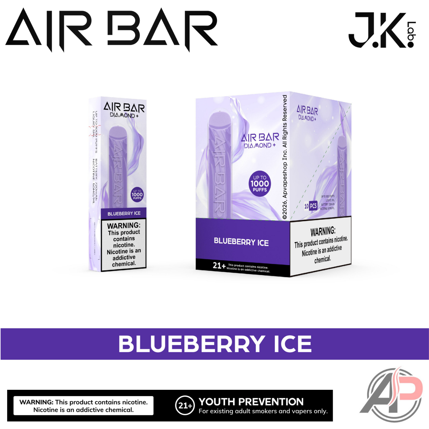 Air Bar Diamond+ Plus 1000 Puffs Disposable Vape Device