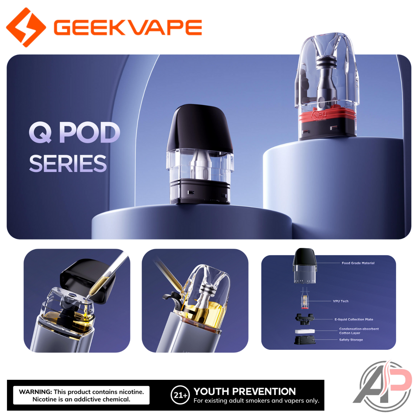 Geek Vape Q Replacement Pod Cartridges 3 Pack