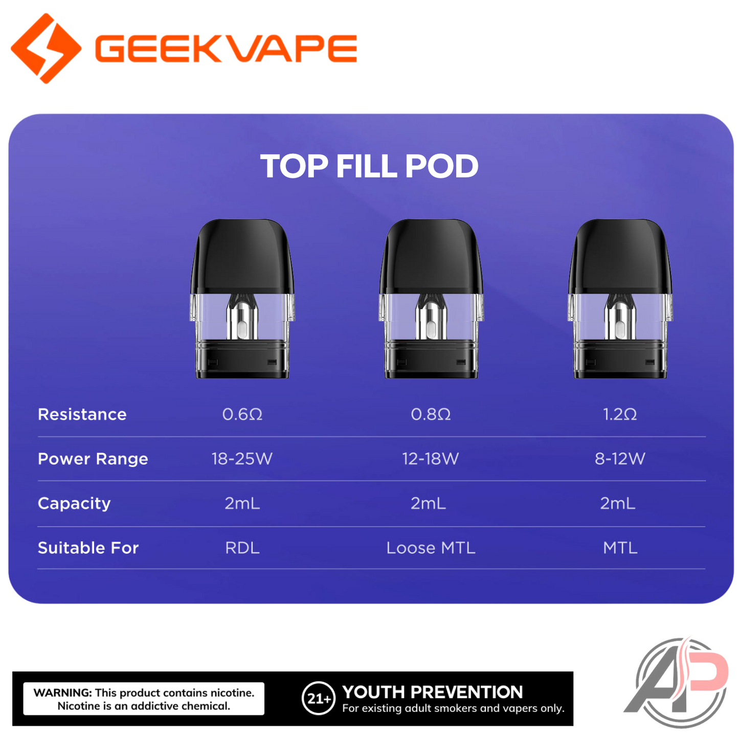 Geek Vape Q Replacement Pod Cartridges 3 Pack
