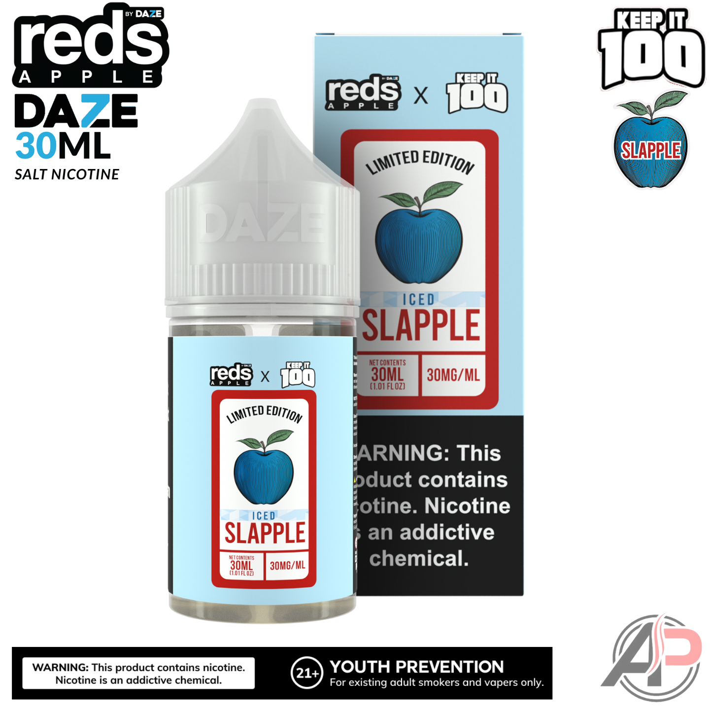 7 Daze Reds X Keep It 100 Slapple Iced Salt Nicotine 30mL