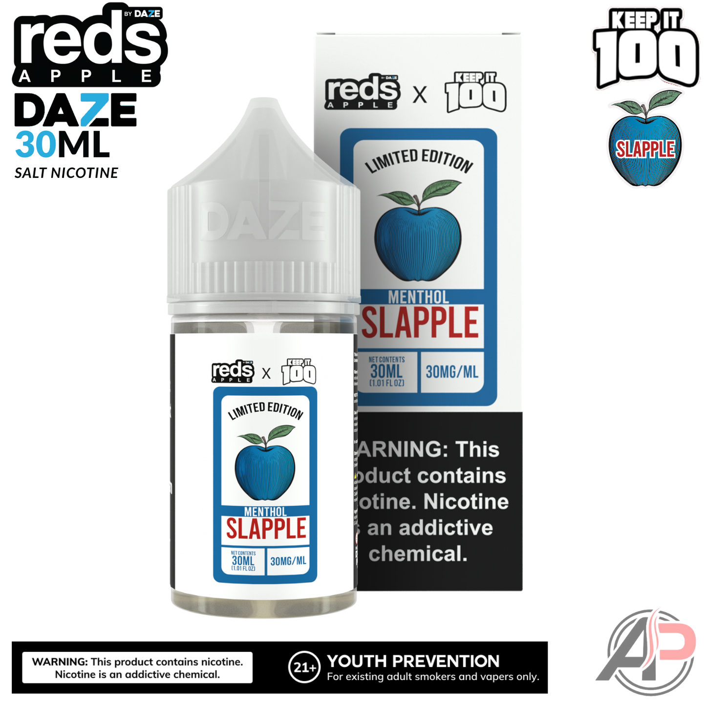 7 Daze Reds X Keep It 100 Slapple Menthol Salt Nicotine 30mL