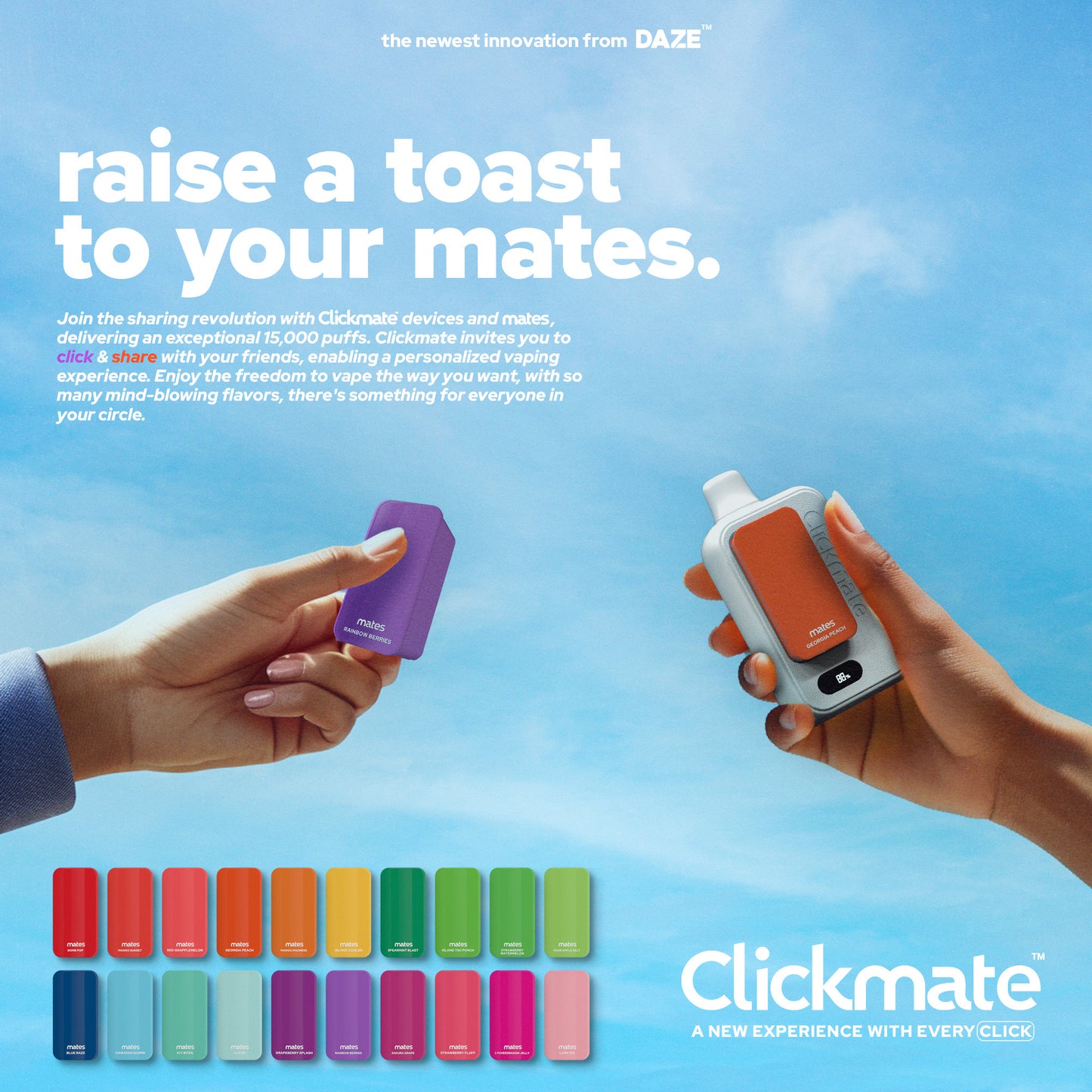 7 Daze Clickmate 15000 Puffs Disposable Vape Device Starter Kit