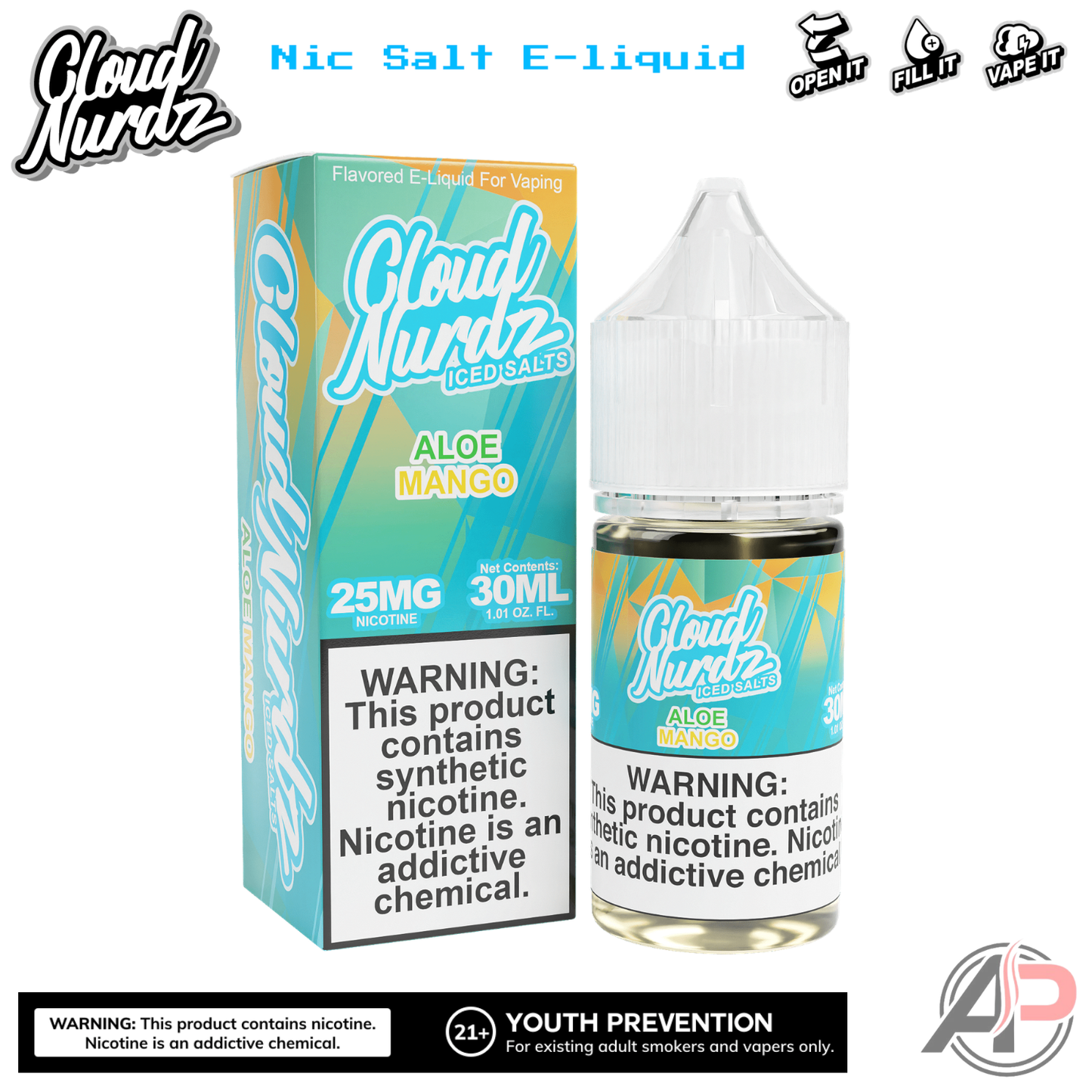 Cloud Nurdz Aloe Mango Iced E-Liquid 100mL