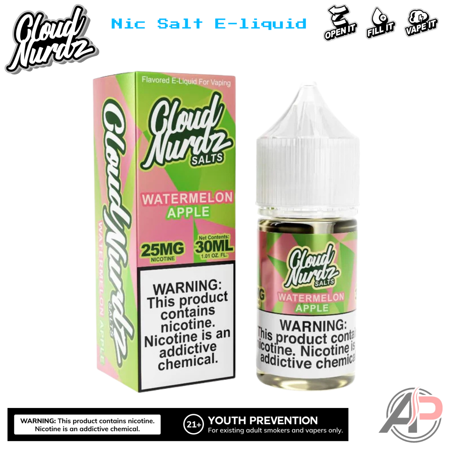 Cloud Nurdz Watermelon Apple E-Liquid 100mL