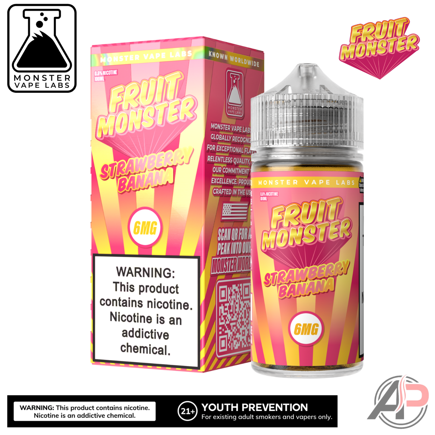 Strawberry Banana E-Liquid By Fruit Monster Vape Labs 100mL
