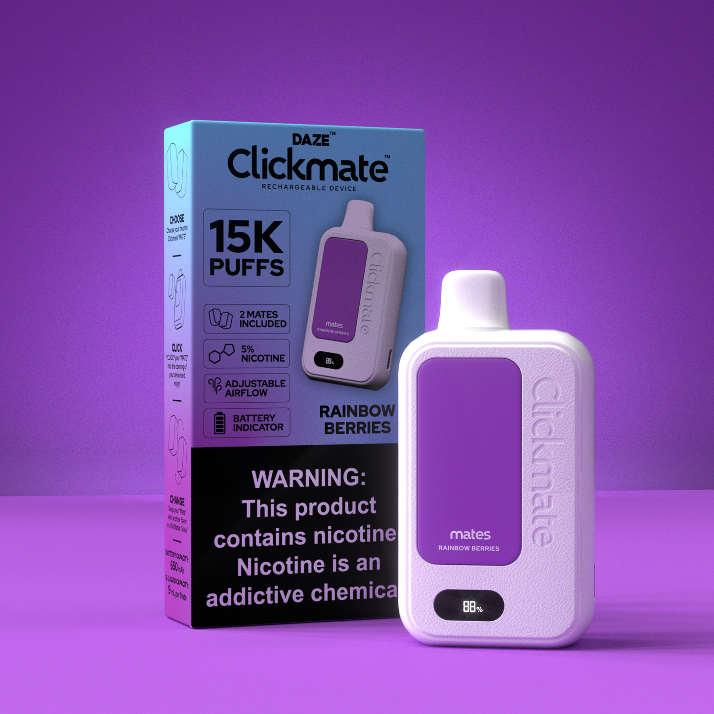 7 Daze Clickmate 15000 Puffs Disposable Vape Device Starter Kit
