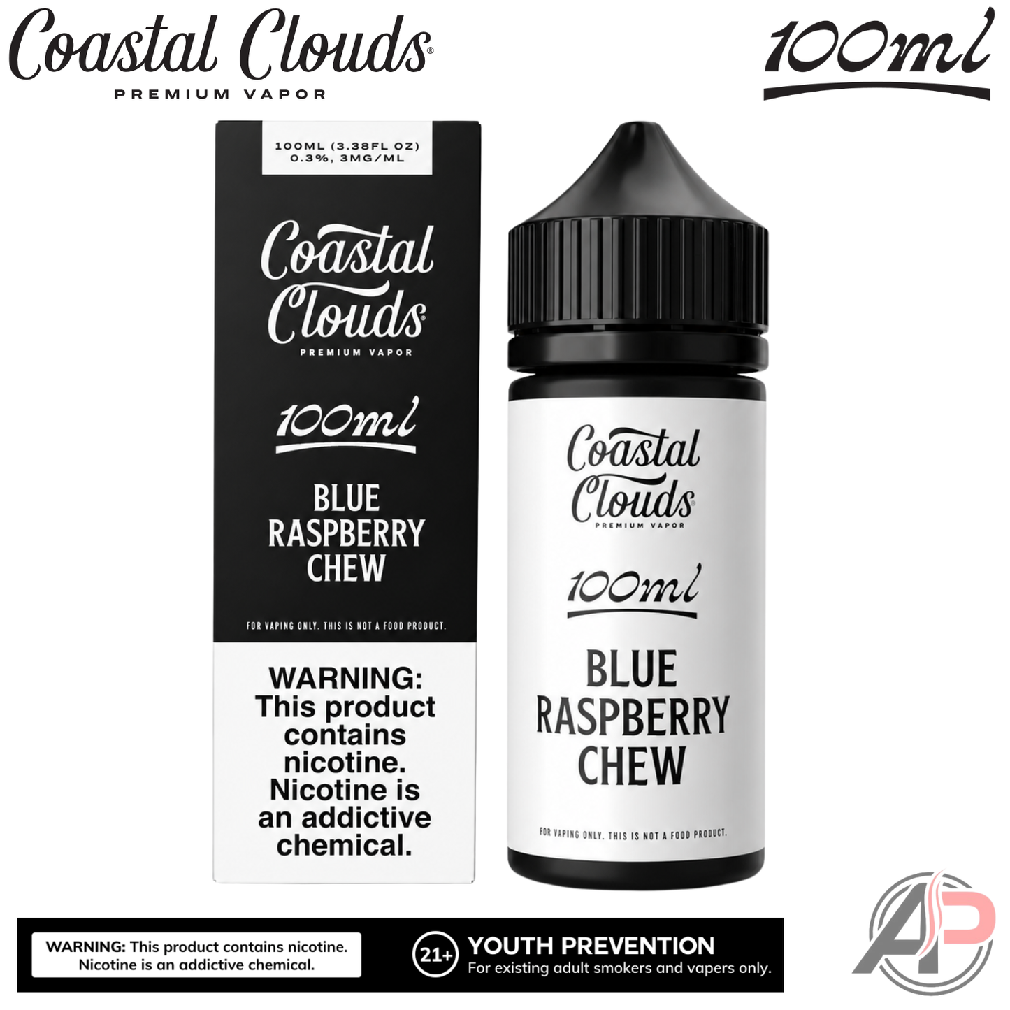 Coastal Clouds Blue Raspberry Chew E-Liquid 100mL