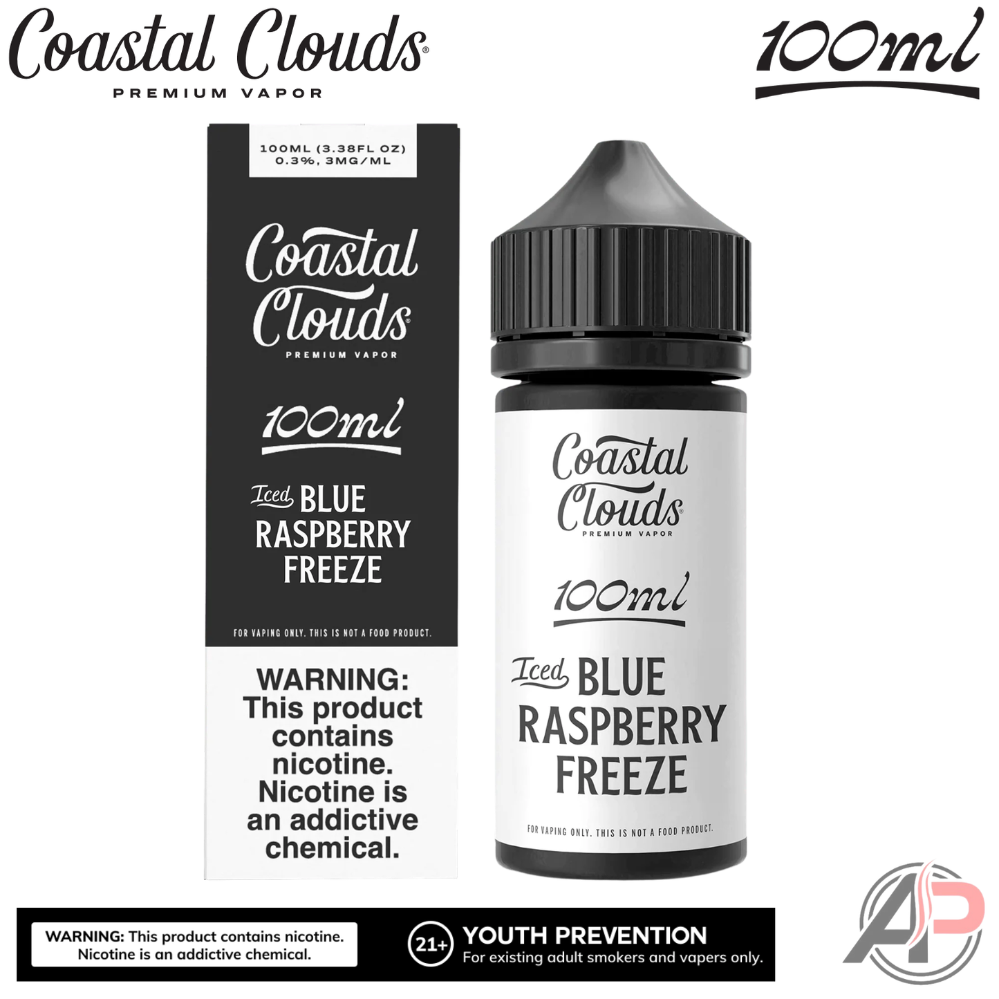 Coastal Clouds Iced Blue Raspberry Freeze E-Liquid 100mL