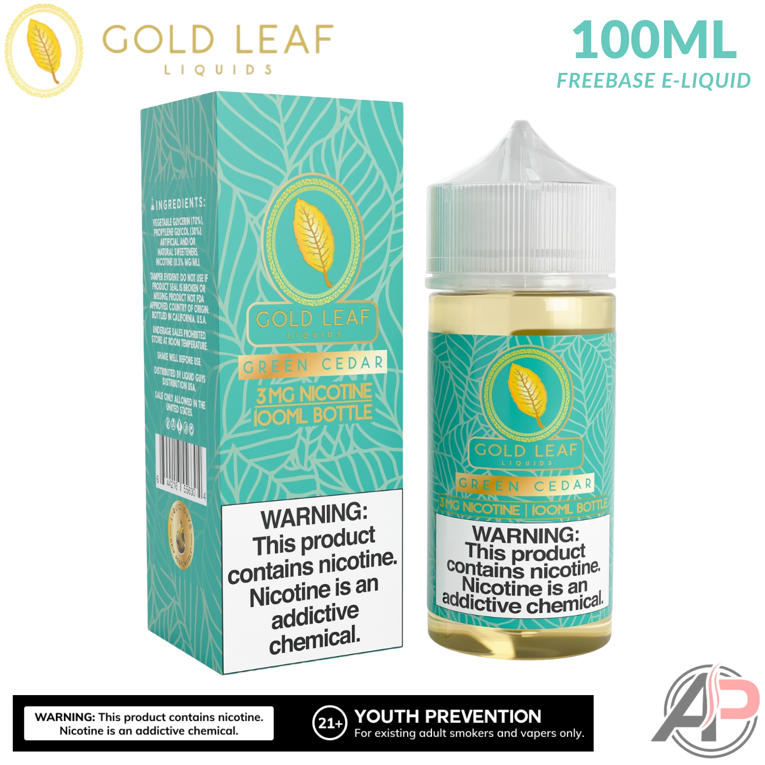 Gold Leaf Green Cedar E-Liquid 100mL Apvs Gold Leaf Green Cedar E-Liquid 100mL Apvs