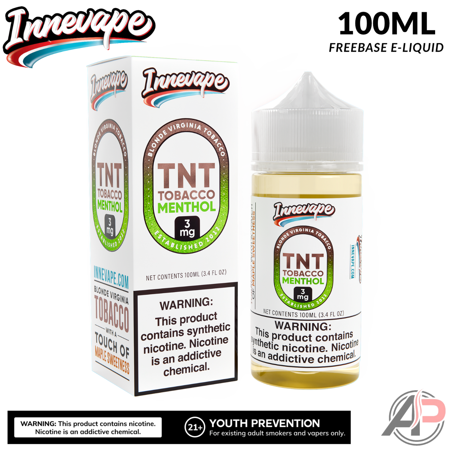 Innevape TNT Tobacco Menthol E-Liquid 100mL