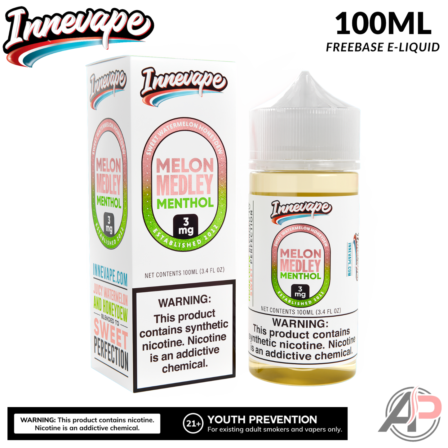 Innevape Melon Medley Menthol E-Liquid 100mL