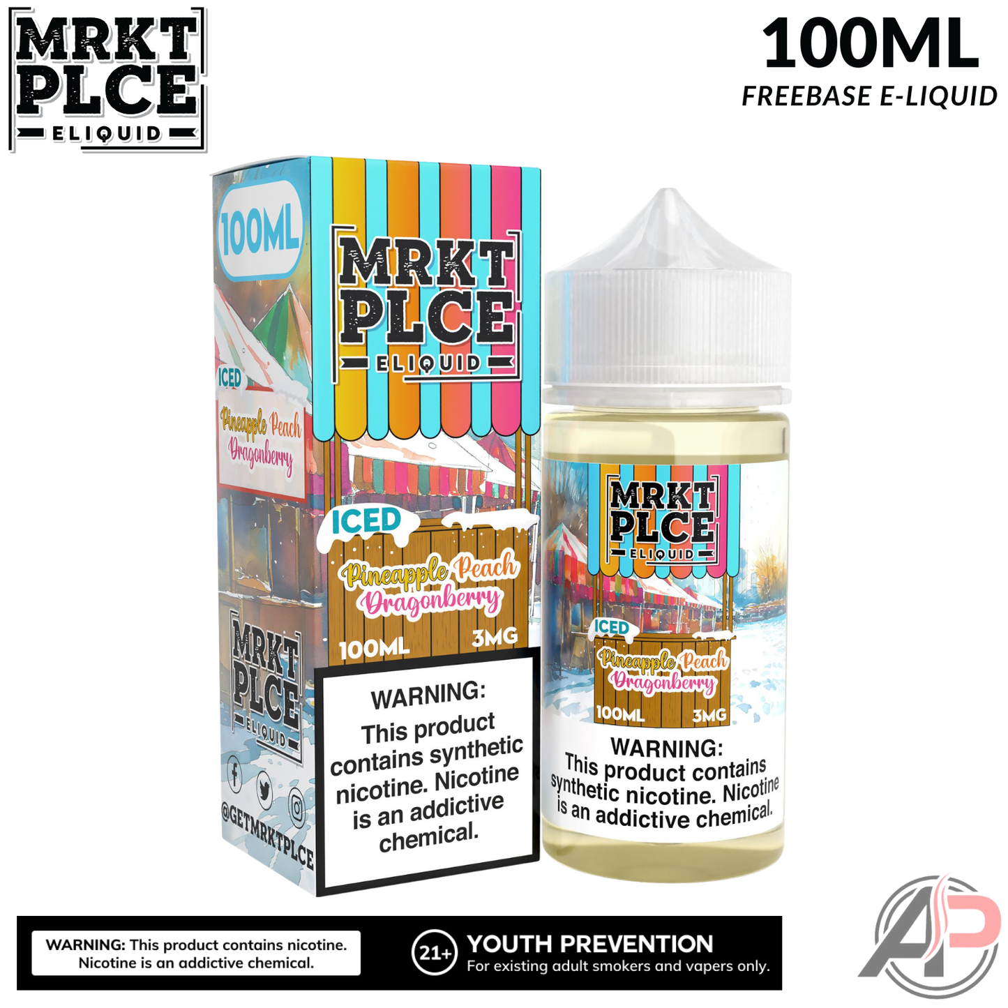 MRKT PLCE Iced Pineapple Peach Dragonberry E-Liquid 100mL
