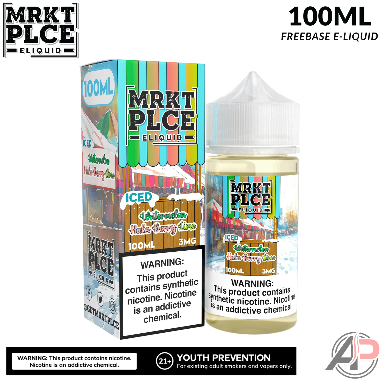 MRKT PLCE Iced Watermelon Hula Berry Lime E-Liquid 100mL