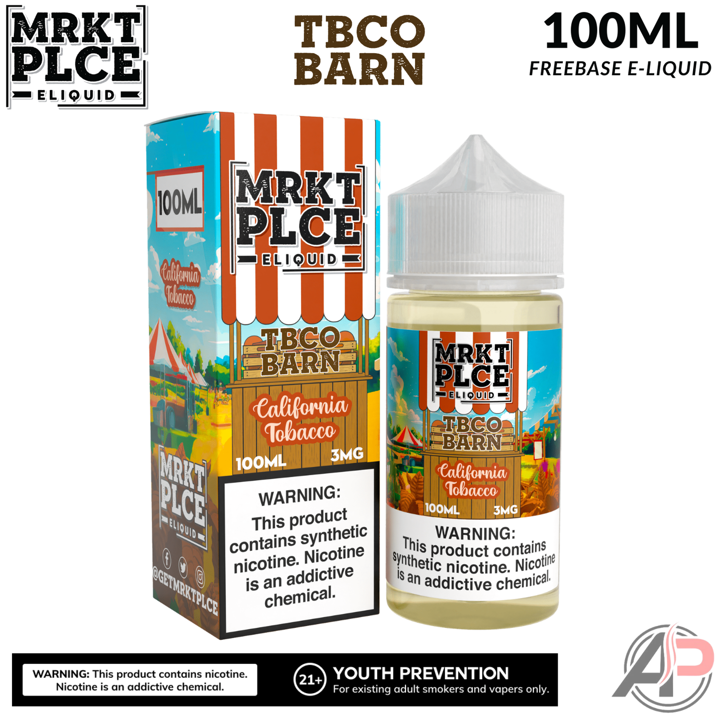MRKT PLCE California Tobacco TBCO BARN E-Liquid 100mL