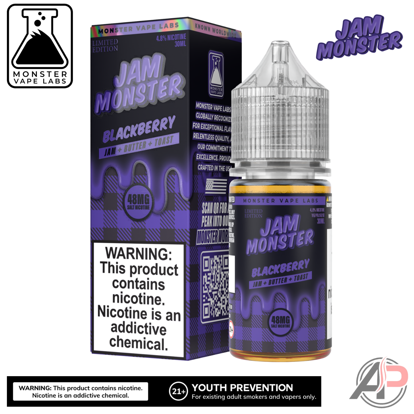 Blackberry Salt Nicotine By Jam Monster Vape Labs 30mL