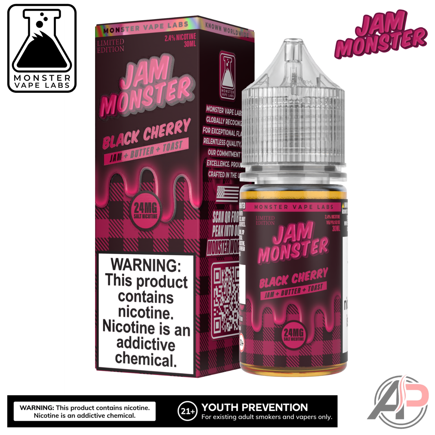 Black Cherry Salt Nicotine By Jam Monster Vape Labs 30mL