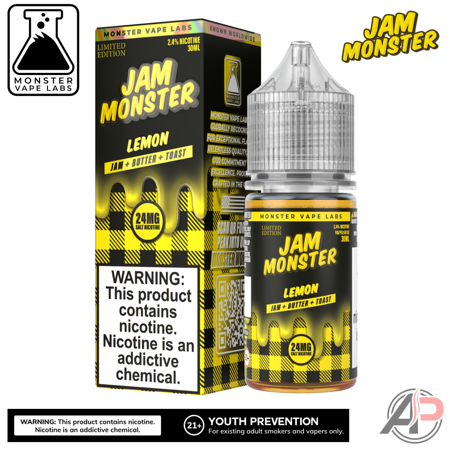 Lemon Salt Nicotine By Jam Monster Vape Labs 30mL