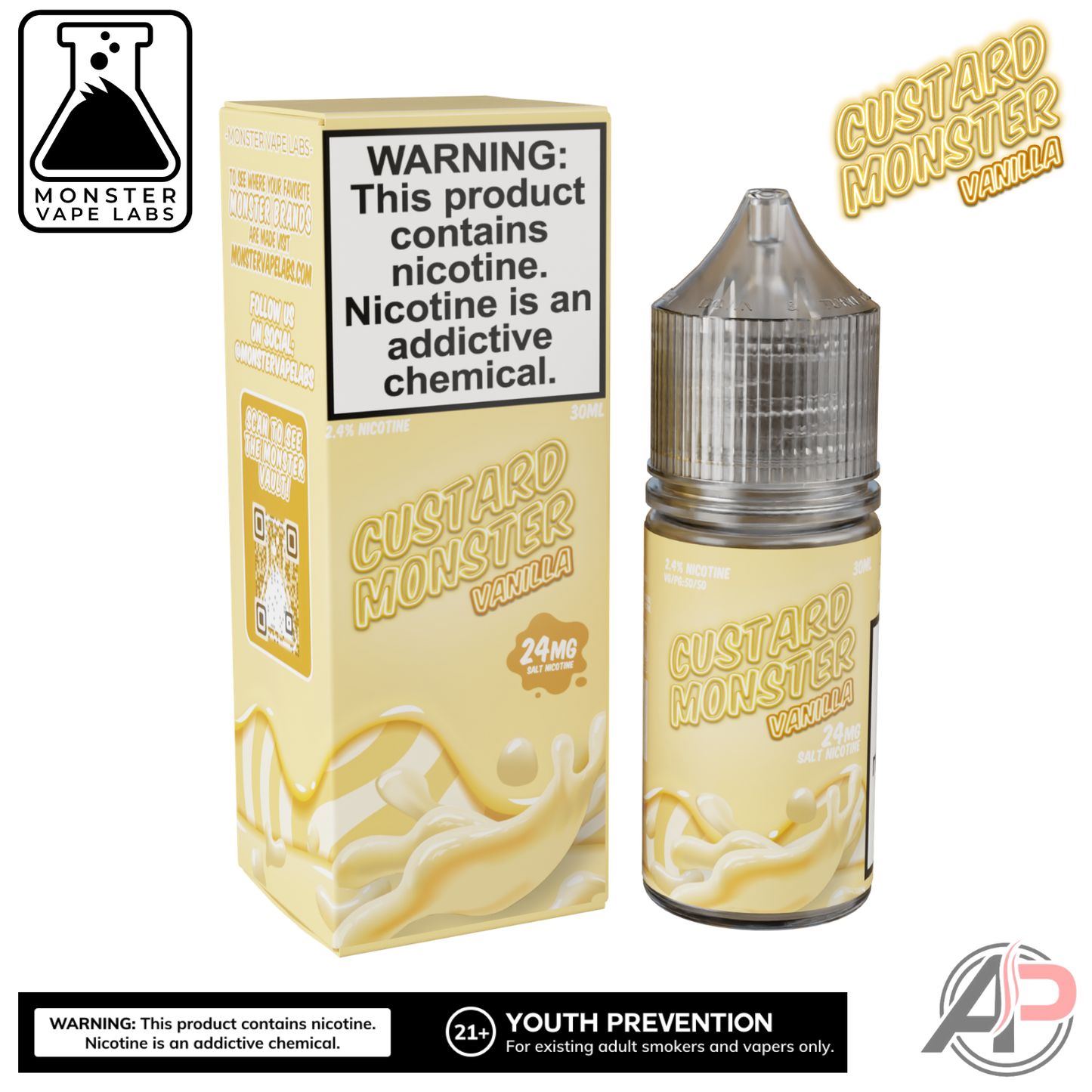 Vanilla Salt Nicotine By Custard Monster Vape Labs 30mL