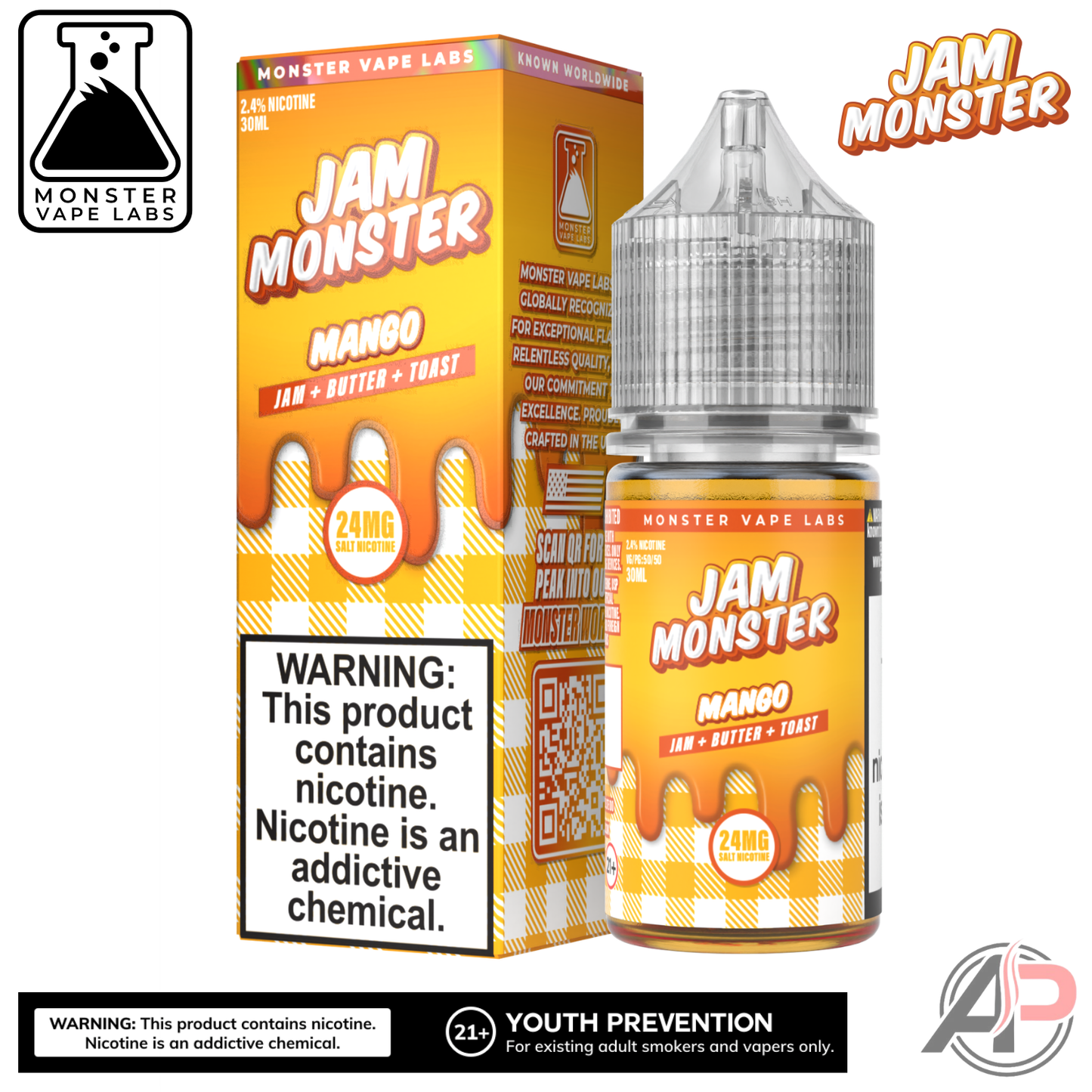 Mango Salt Nicotine By Jam Monster Vape Labs 30mL