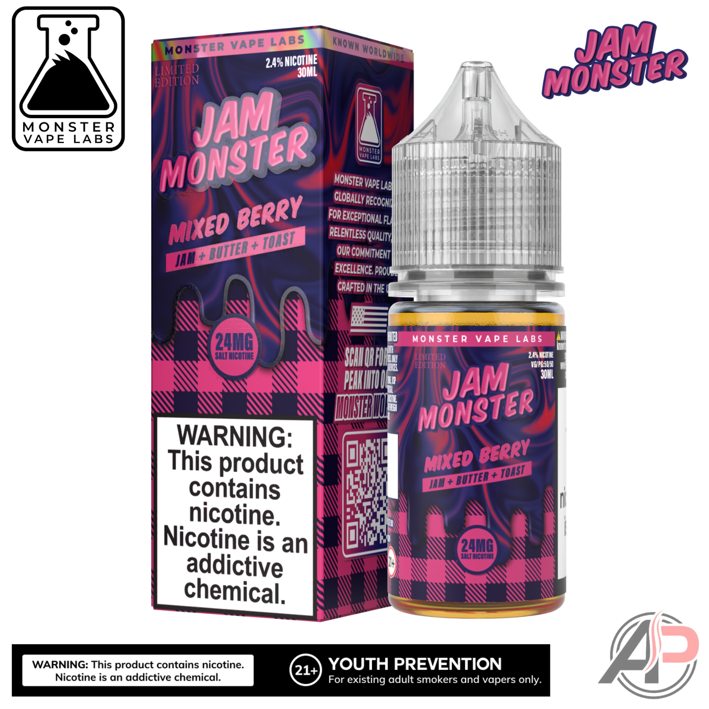 Mixed Berry Salt Nicotine By Jam Monster Vape Labs 30mL