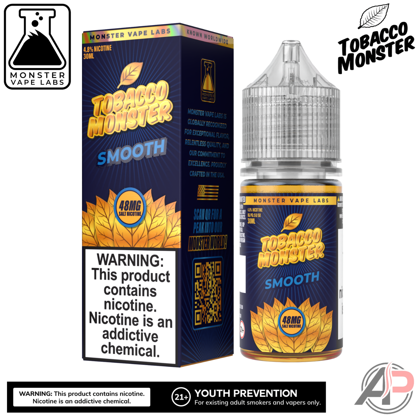 Smooth Tobacco Salt Nicotine By Tobacco Monster Vape Labs 30mL