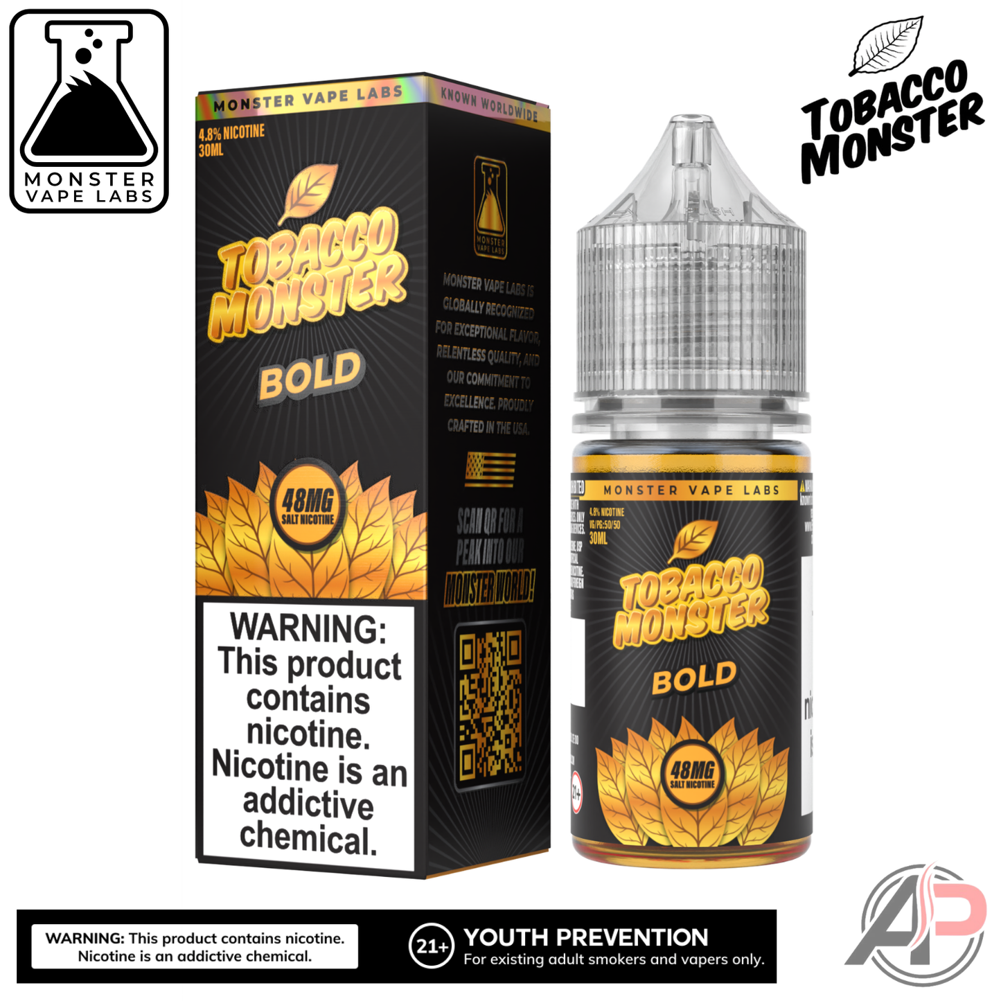 Bold Tobacco Salt Nicotine By Tobacco Monster Vape Labs 30mL