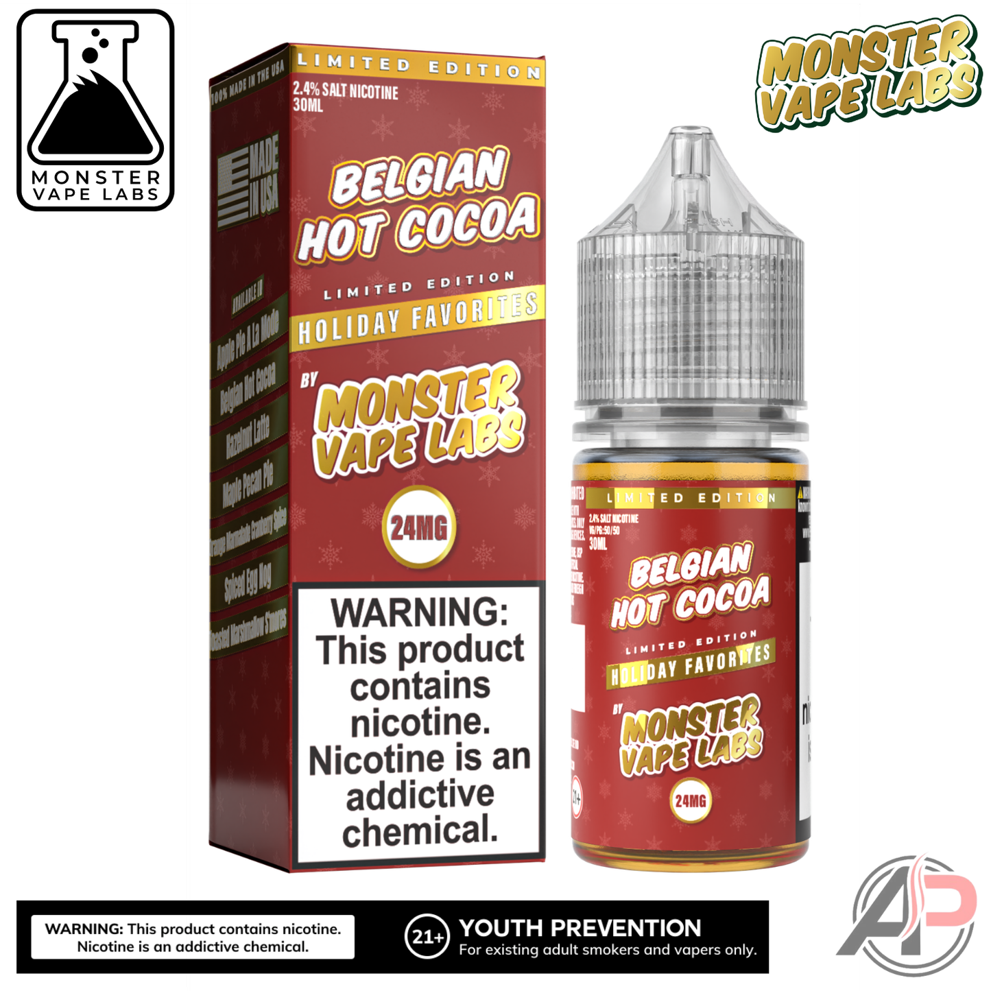 Belgian Hot Cocoa Salt Nicotine By Holiday Monster Vape Labs 30mL