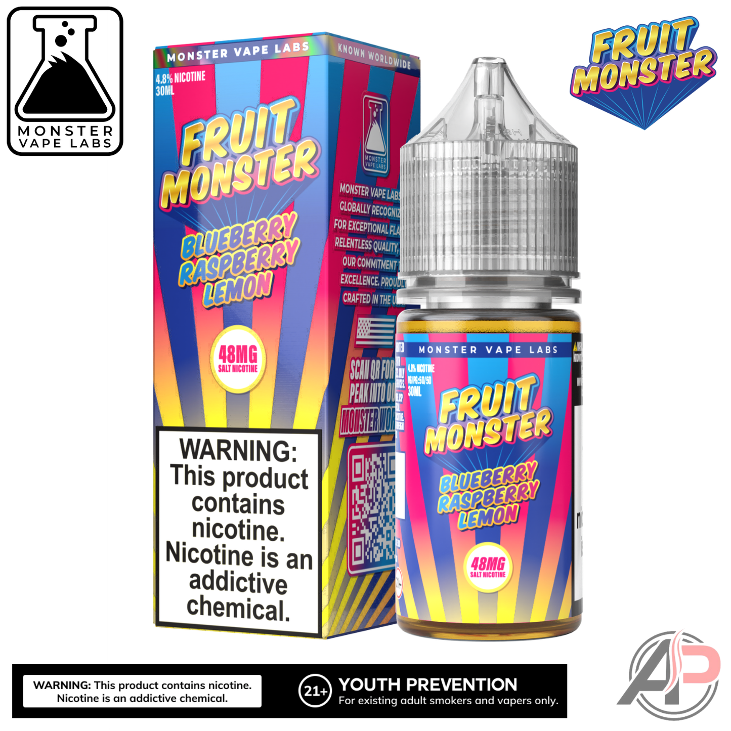 Blueberry Raspberry Lemon Salt Nicotine By Fruit Monster Vape Labs 30mL