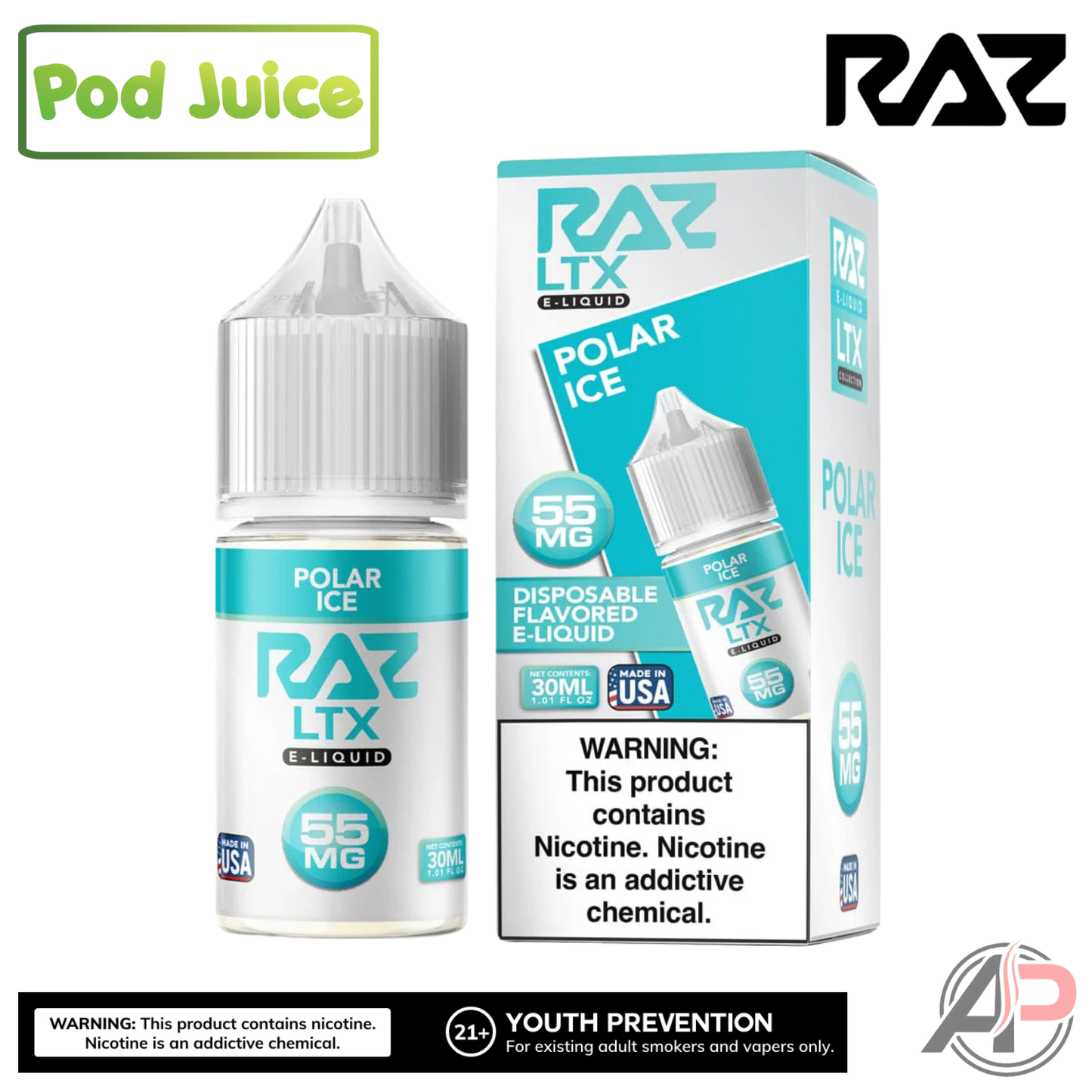 Pod Juice x Raz LTX Polar Ice Salt Nicotine 30mL