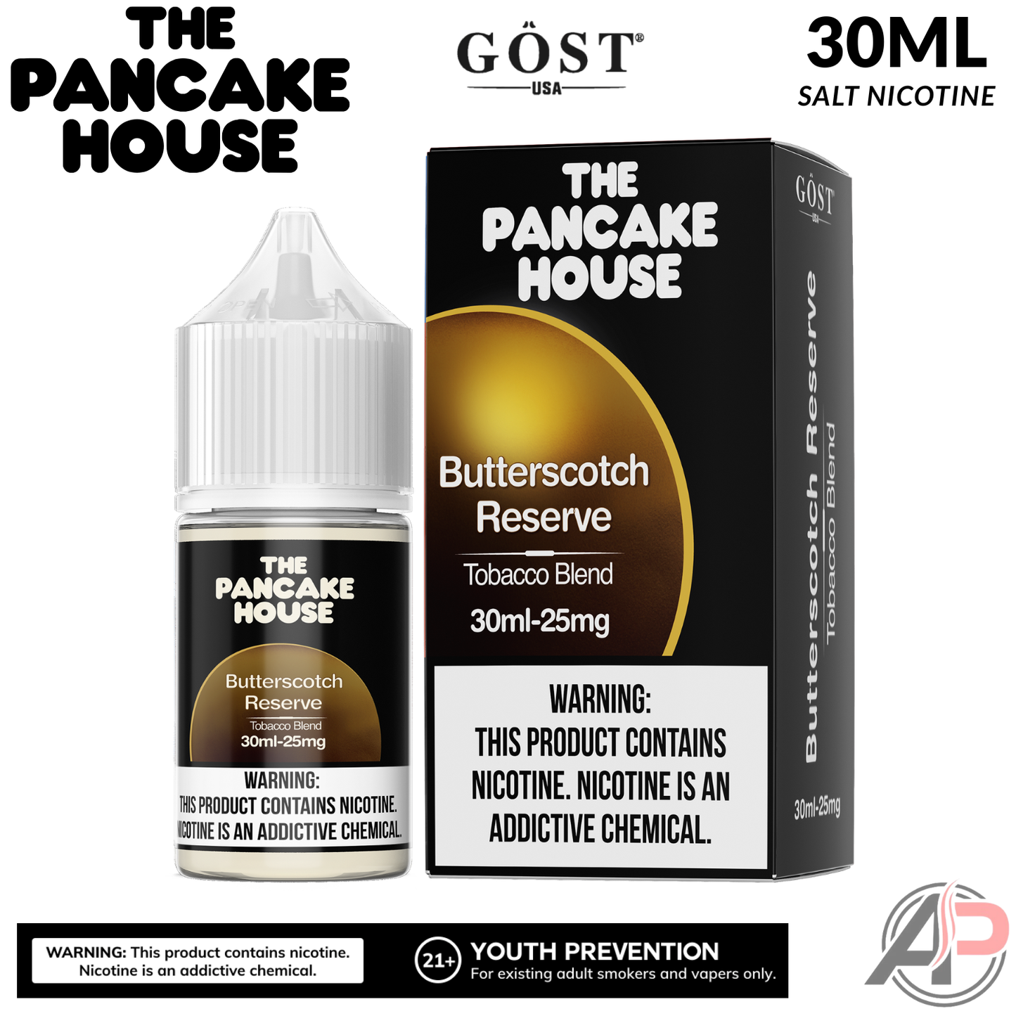 The Pancake House Butterscotch Reserve Tobacco Blend Gost Vapor Salt Nicotine 30mL